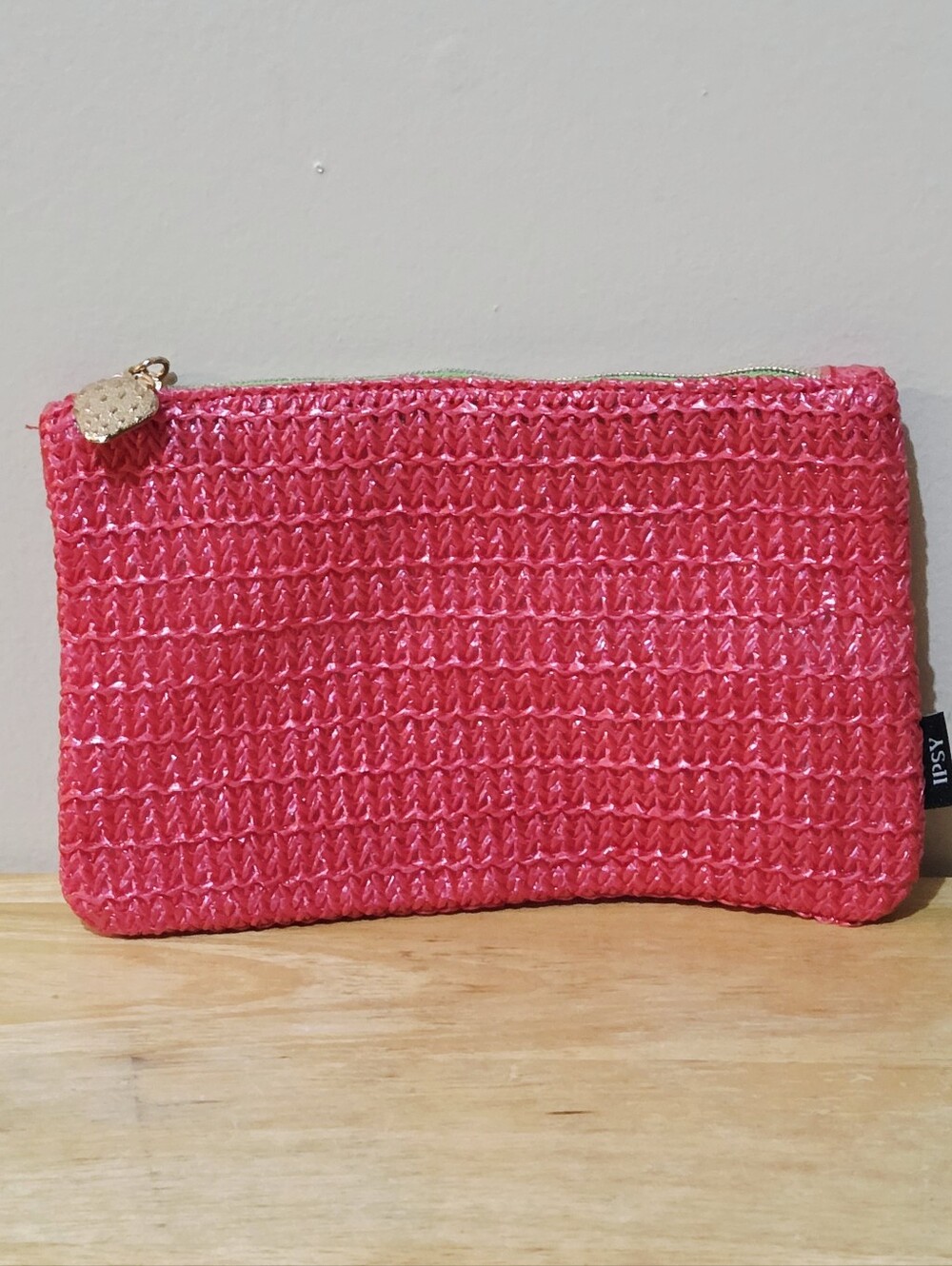 *4 for $20* Stawberry Pink Woven Pouch / Makeup Bag